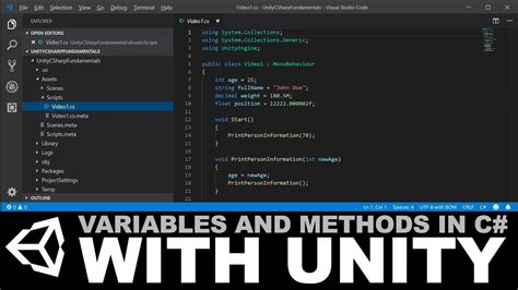 Unity C Fundamentals Declaring Variables And Methods YouTube