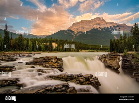 Athabasca Fall Located In Jasper National Park Alberta Canada Stock