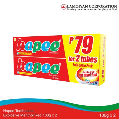 Hapee Toothpaste Explosive Menthol Red 100g X 2 Lazada Ph