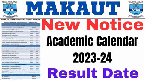 MAKAUT New Notice Result Date Summer Winter Vacation Academic