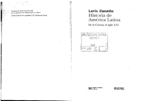 Zanatta Historia De Am Rica Latina Cap Copia Traducci N De La Introducci N Loris Zanatta