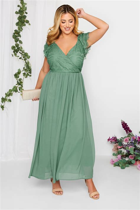 Yours London Plus Size Green Lace Detail Wrap Maxi Dress Yours Clothing