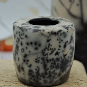 Naked Raku Ceramics Black White Raku Vase Small Ceramic Ikebana Vase Decorative Raku Pottery