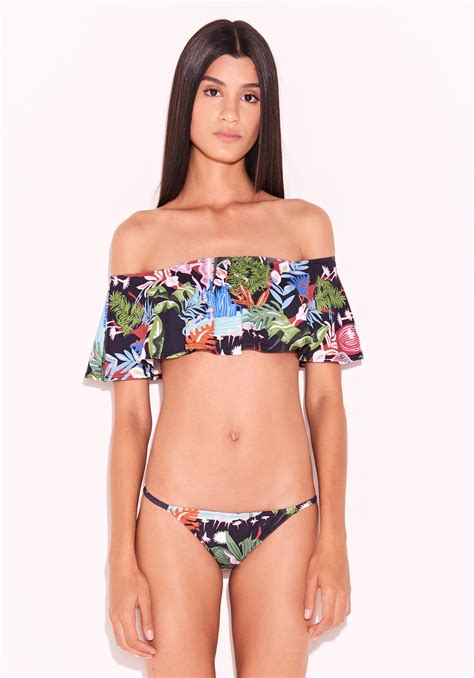 Off The Shoulder Floral Bikini Set Blue Bikinis Bathing Hot Sex Picture