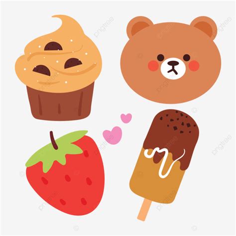 Cute Hand Drawing Cartoon Chocolate Dessert Theme Sticker Vector Sticker Set Cute Stickers