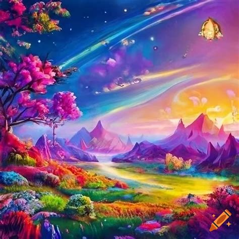 A Beautiful Fantasy Candy Landscape Fairy Tale Fantasy Art Colorful