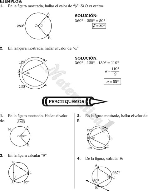 ANGULOS EN LA CIRCUNFERENCIA EJEMPLOS Y PROBLEMAS RESUELTOS PDF