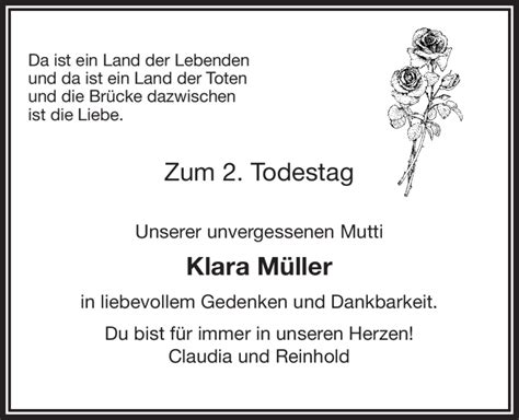 Traueranzeigen Von Klara M Ller Nordbayerischer Kurier