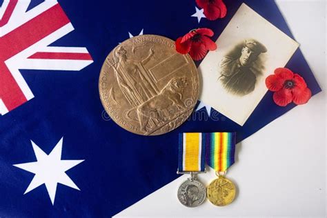 World War 1 Medals and Photo on an Australian Flag. Editorial Image ...