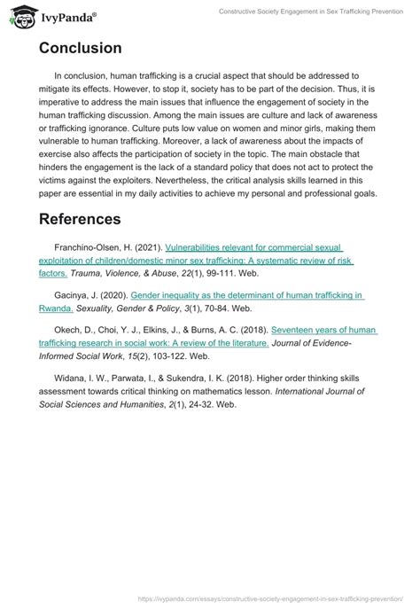 Society Engagement In Sex Trafficking Prevention Words Research