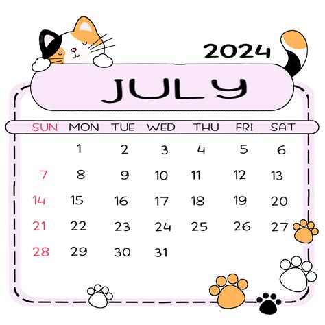 Calendario Julio Gato Durmiendo Png Dibujos Calendario