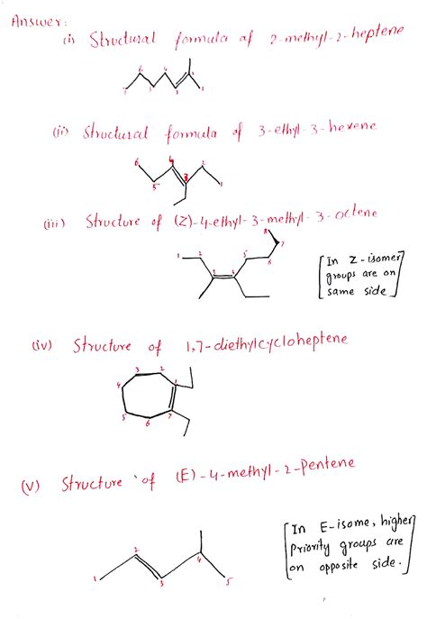 Solved 1 Draw A Structural Formula For 2 Methyl 2 Heptene You Do