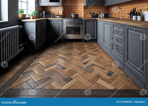 Beautiful Wooden Tiles with Oak Hardwood Floor Installation in Kitchen ...