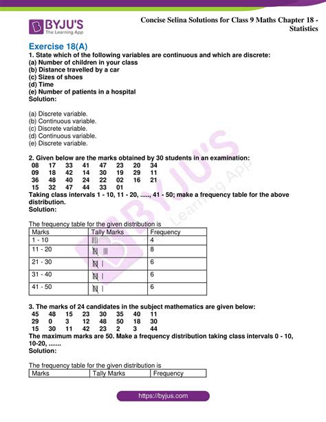 Selina Solutions Class 9 Concise Maths Chapter 18 Statistics Download Free Pdf