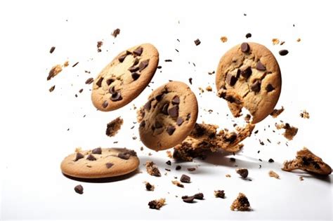 Premium Photo Photo Falling Broken Chocolate Chip Cookies Isolat