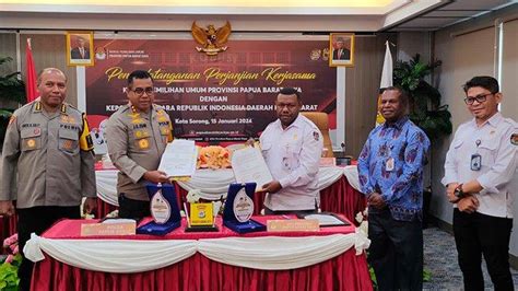 KPU Papua Barat Daya Teken MoU Bersama Polda Wujudkan Pemilu Aman Dan