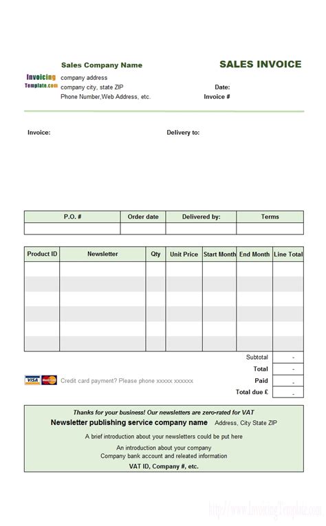 Open Office Invoice Template Free