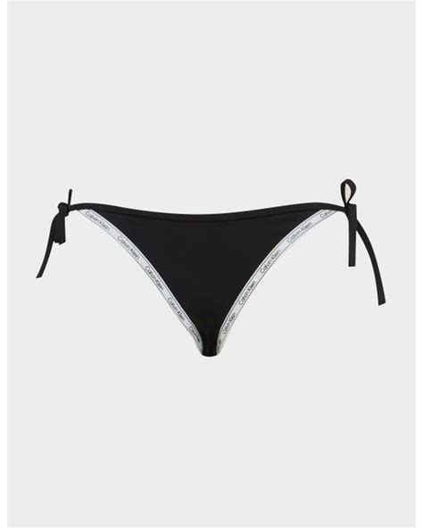 Calvin Klein Synthetic Tape String Bikini In Black B Black Lyst