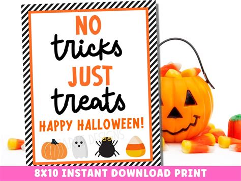 Halloween Appreciation Sign Printable No Tricks Just Treats Etsy