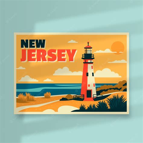 Free Vector Flat Design New Jersey Postcard Illustration