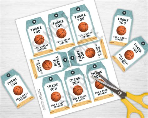 Basketball Thank You For A Great Season Printable Tag Thank You Tag