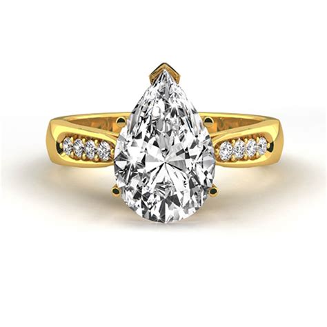 Carat Weight Pear Shaped Diamond Engagement Ring K Yellow