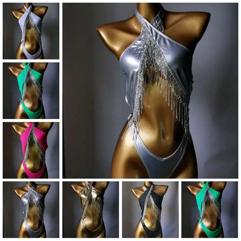 Bikini De Cristal De Una Pieza Ba Ador De Diamantes Traje De Ba O De Barra