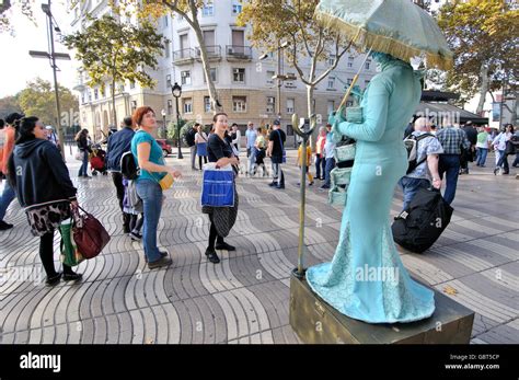 Human Statues La Rambla Barcelona Catalonia Spain Stock Photo Alamy