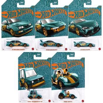 Hot Wheels Set 5 Miniaturas Aniversário 56 Anos Verde e Dourado HDH54 956F Carrinho de