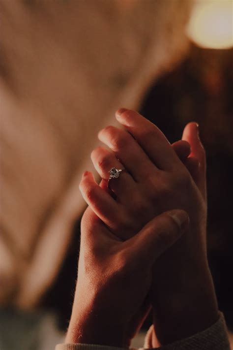 Engagement Holding Hands Ring Romantic Engaged Engagement Hand