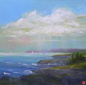 Headland View By Barbara Applegate Oil 6 X 6 Seascape Print