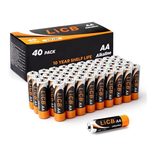 LiCB 1 5 Volts Alkaline AA Batteries 40 Pack Long Lasting Alkaline