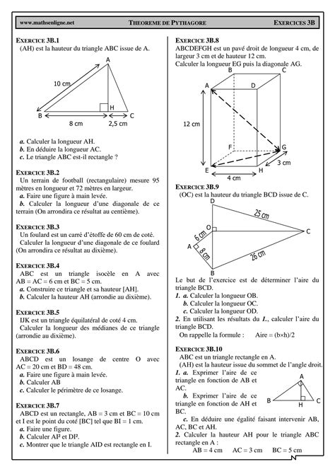 Solution Chap Ex B Pythagore Probl Mes Corrige Studypool