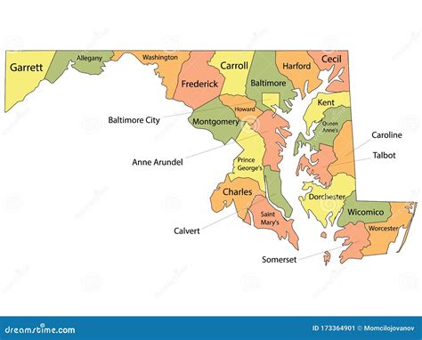 Mapa Del Condado De Maryland Ilustraci N Del Vector Ilustraci N De