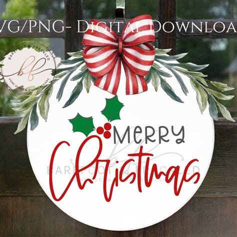 Svg Merry Christmas Door Hanger Svg Etsy