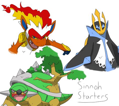 Sinnoh Starters By Tjwilliamson On Deviantart