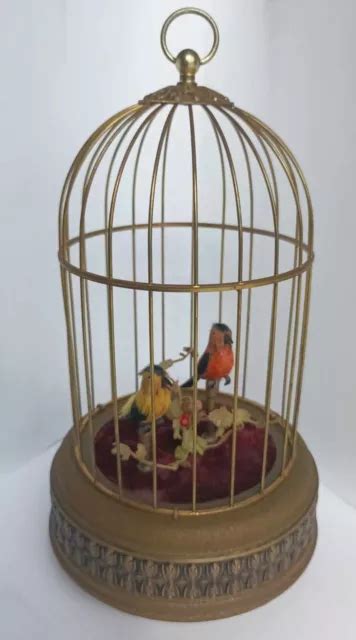 ANCIEN AUTOMATE CAGE à oiseaux chanteur oiseau siffleur animé EUR 1