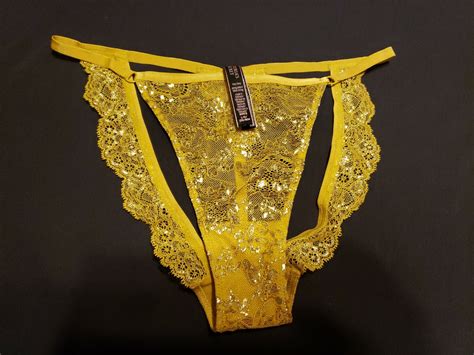 Victorias Secret Rare Very Sexy L Gold String Bikini Thong Lace EBay