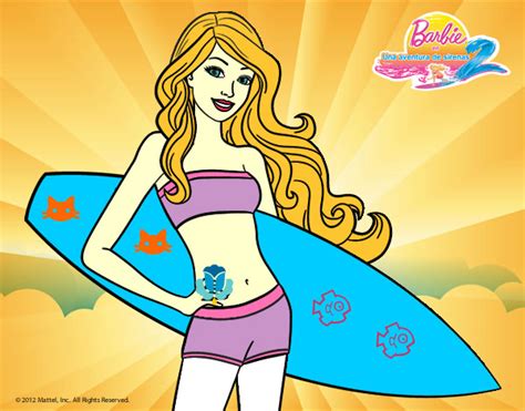 Dibujo De Barbie Con Tabla De Surf Pintado Por Cabru En Dibujos Net El