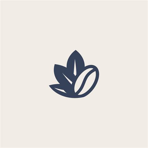 Coffee Bean With Leaf Plant Branch Minimal Logo Vector With Simple Line