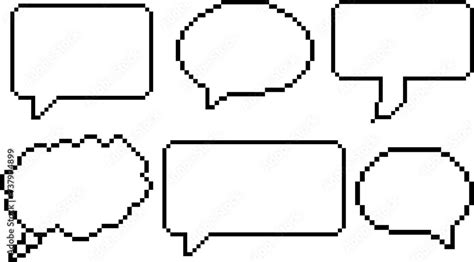 Pixel Speech Bubbles Pixel Speech Bubble Icon Set Of 6 Empty