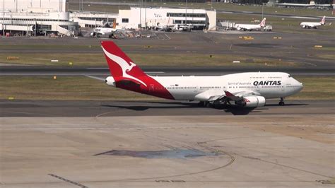 Qantas Airlines B747 Startup Taxi Takeoff From 34l Sydney Airport Yssy Youtube