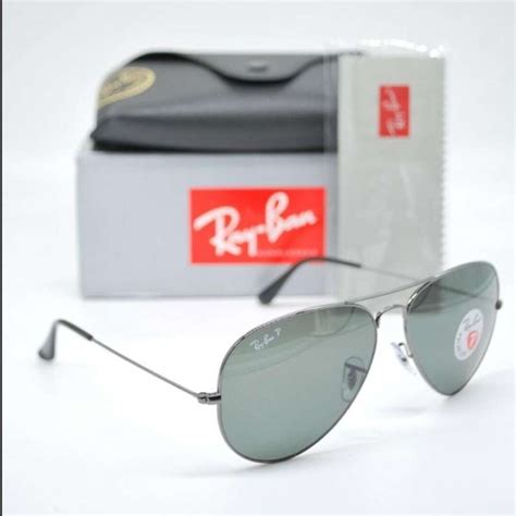 Rayban 3026 แว่นตากันแดด เลนส์โพลาไรซ์ โลหะ ขนาดใหญ่ 62 สีเงิน สีดํา