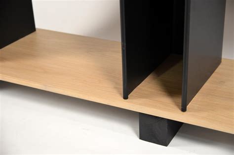 Tall Horizontale Black Steel And Oak Shelving Unit By Design Frères For Sale At 1stdibs