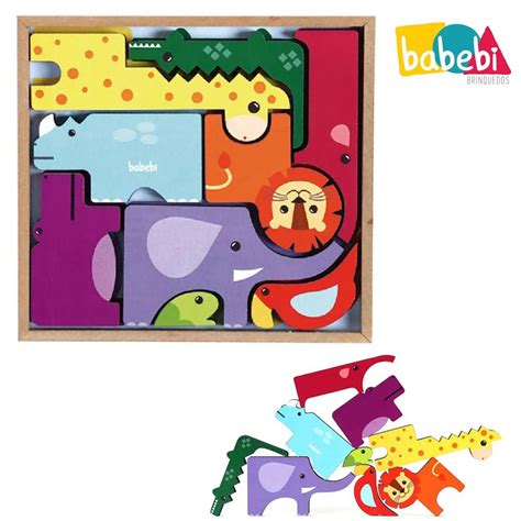 Brinquedo Educativo Monte E Empilhe Safari Animais Babebi Shopee Brasil