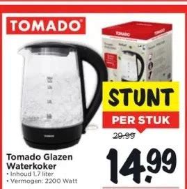 Tomado Glazen Waterkoker Inhoud Liter Vermogen Watt