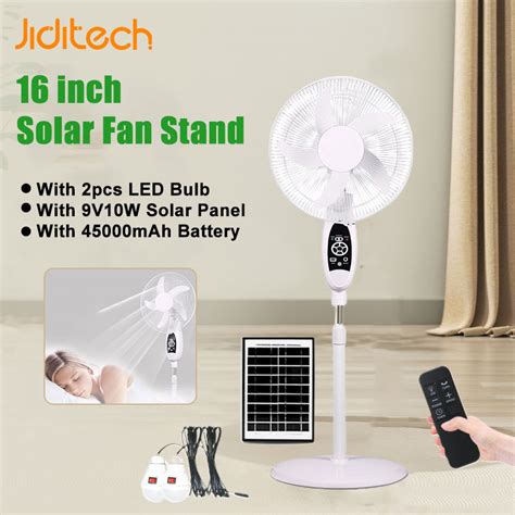 Jiditech Solar Fan 16 Inch 12v DC Standing Solar Powered Outdoor