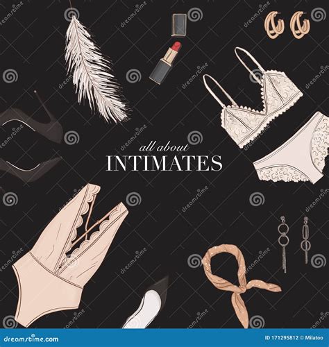 Fashion Underwear Iluustration In Vector On Black Background Sxy Woman Lingerie Set Monokini