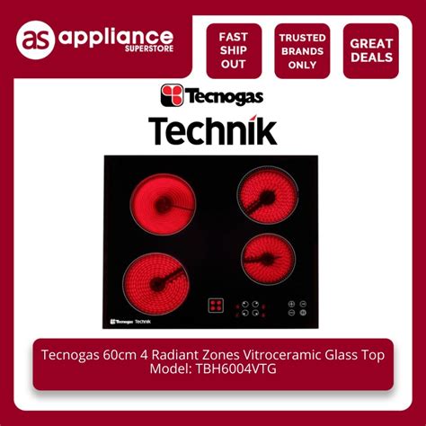 Tecnogas 60cm 4 Radiant Zones Vitroceramic Glass Top TBH6004VTG ...