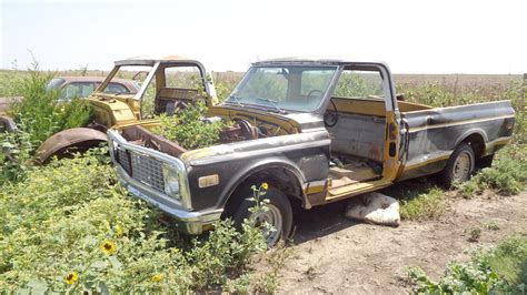 Pair of 1971 and 1972 C10 Chevy Trucks Found Abandoned In A Field